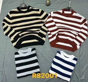 Premium Men's Striped Knitted Sweater – Long Sleeve Crew Neck Pullover