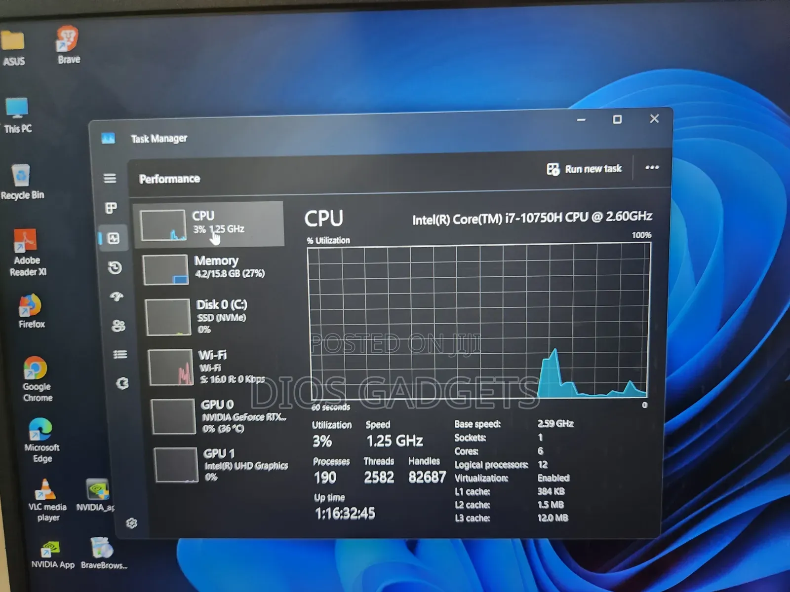 Laptop Asus ROG Strix G16 G614 8GB Intel Core i7 SSD 512GB