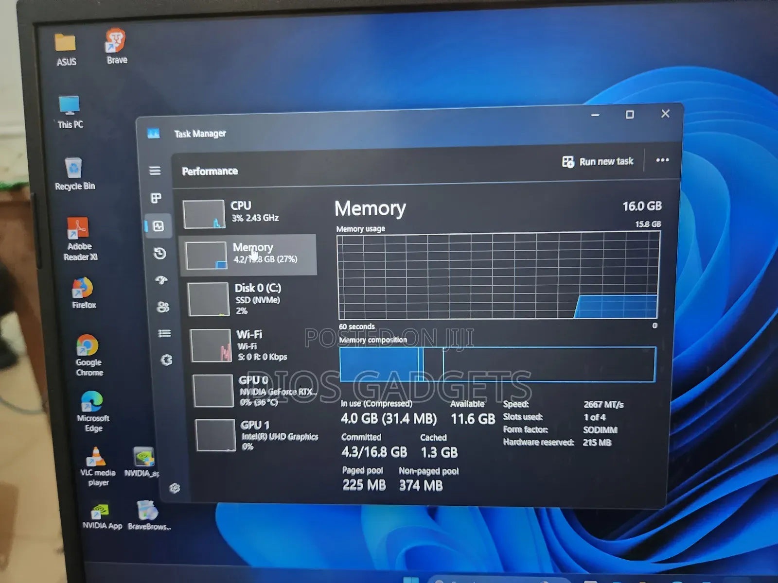 Laptop Asus ROG Strix G16 G614 8GB Intel Core i7 SSD 512GB
