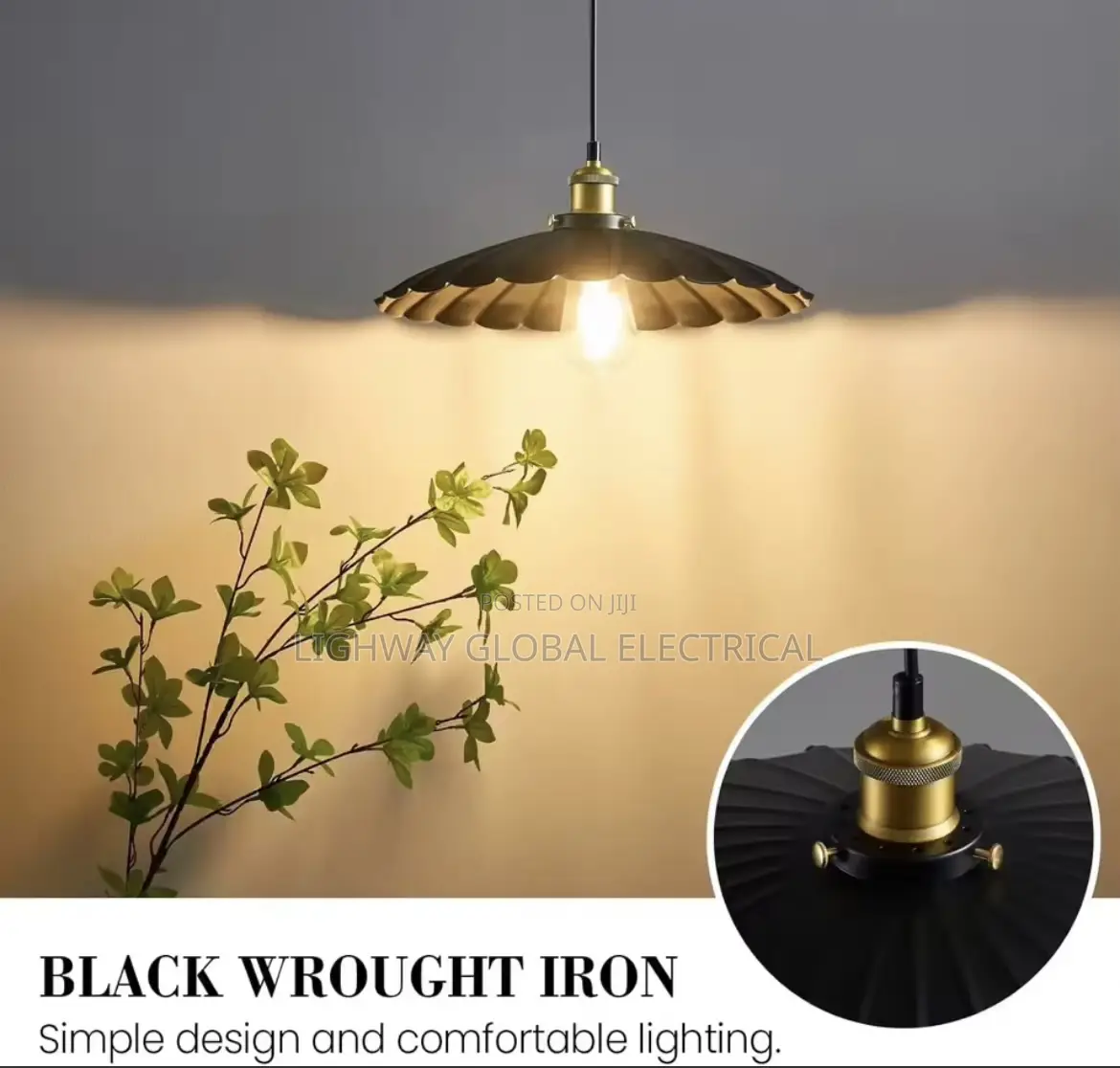 Vintage Retro Wrought Iron Pendant Light