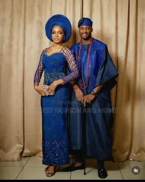Midnight Blue Gown and Midnight Blue Agbada
