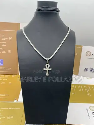 Clover Cross Moissanite Diamond Sterling Silver Neck