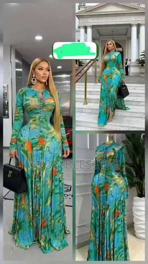 Colorful Flower Chiffon Bottom Down Gown