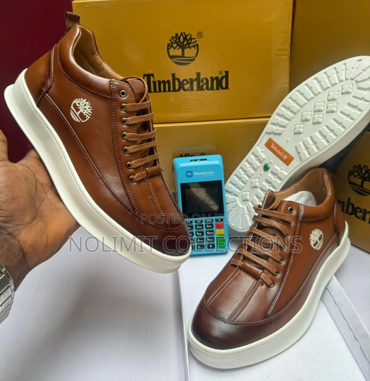 Timberland Men's Leather Sneakers With Thick White Soles