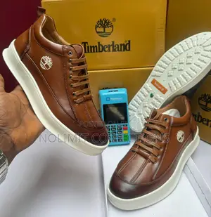 Timberland Men's Leather Sneakers With Thick White Soles