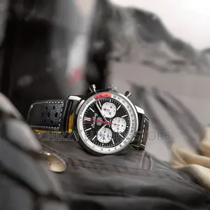 Breitling Quality Luxury Men Genuine Leather Wristwatch