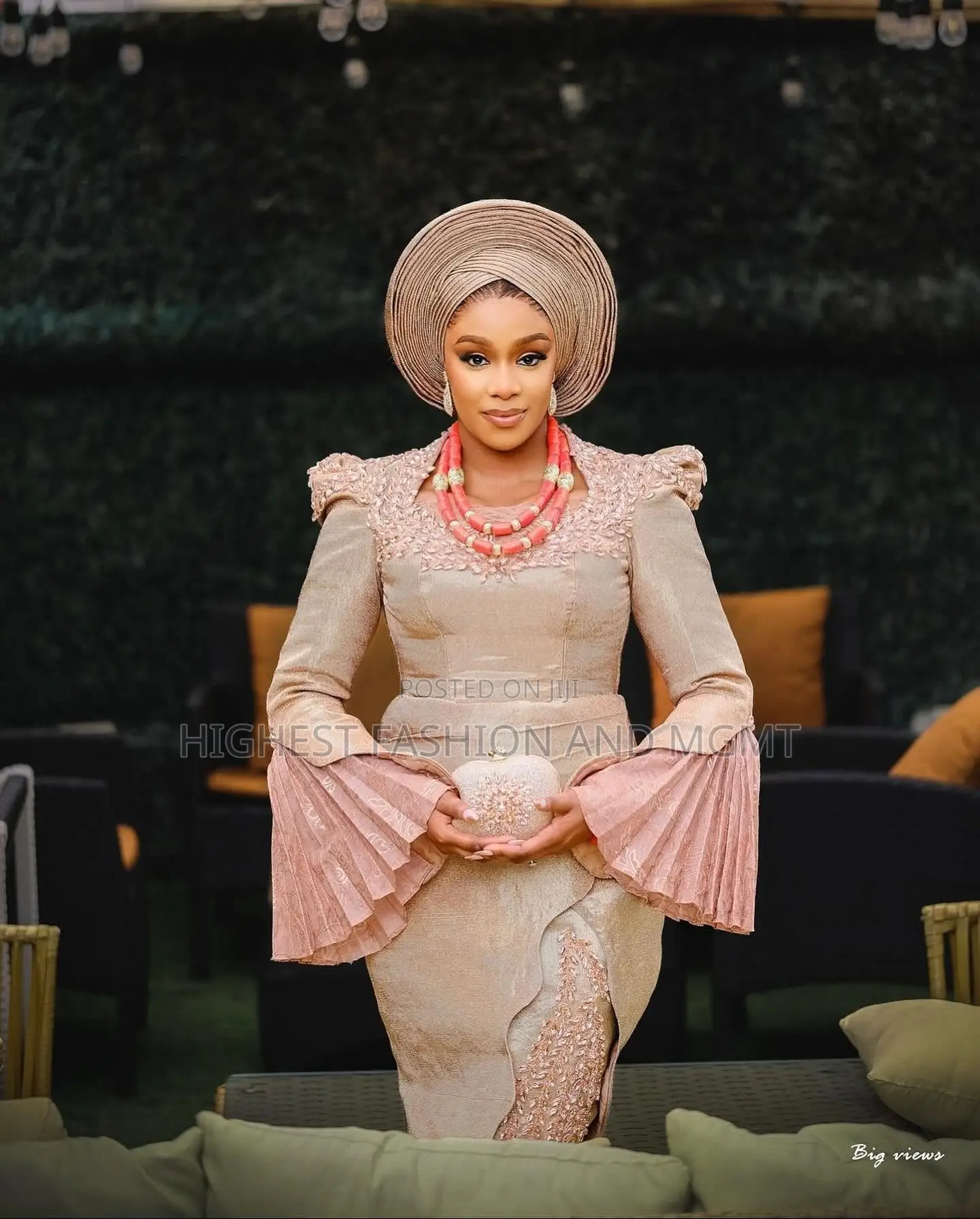 Emerald Lace Gown and Emerald Embroidered Agbada