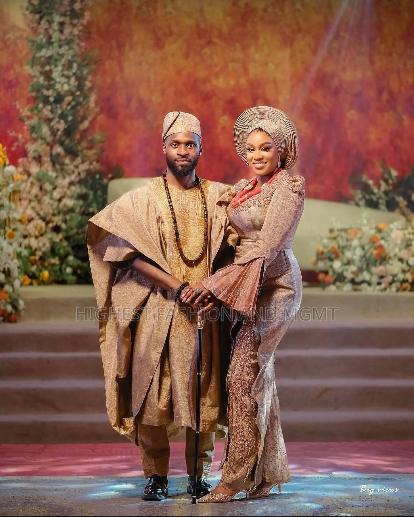 Emerald Lace Gown and Emerald Embroidered Agbada