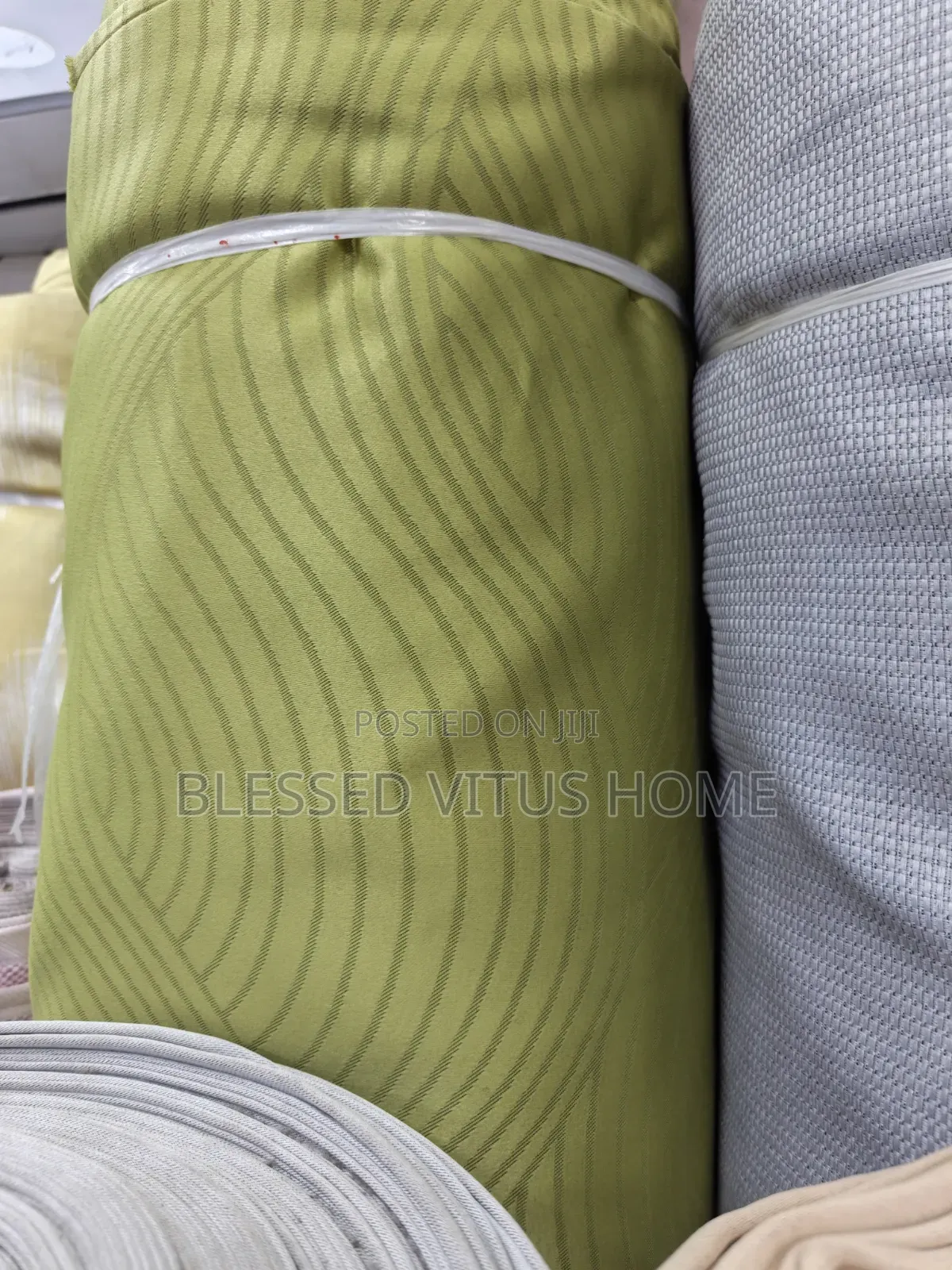 Premium Turkish Curtain – Olive Green Wave Design