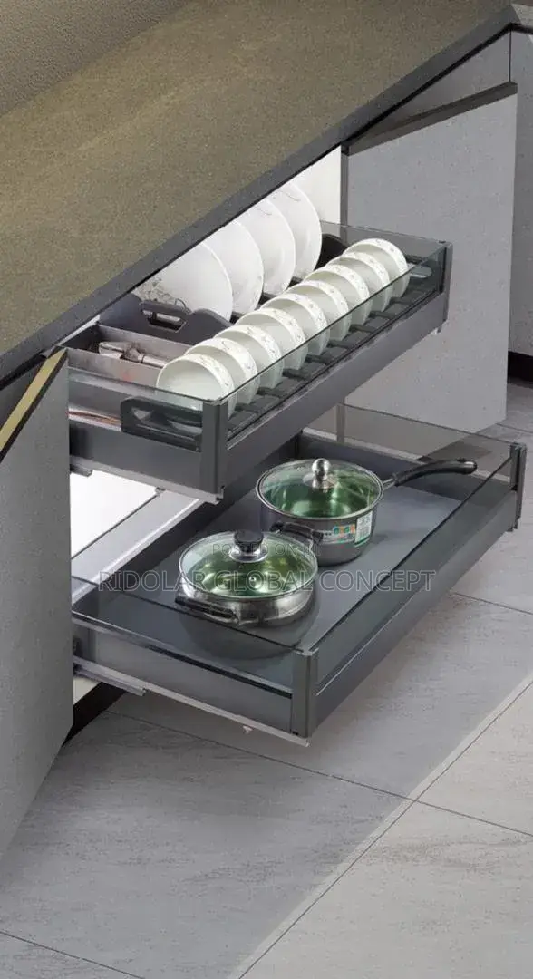 Built-in Glass Drawer Plate Rack 90cm