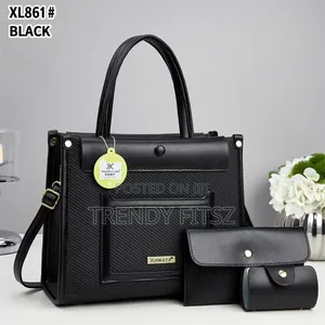 3-in-1 Luxury Office Bag Set | Tote + Wallet + Case | Black, Brown