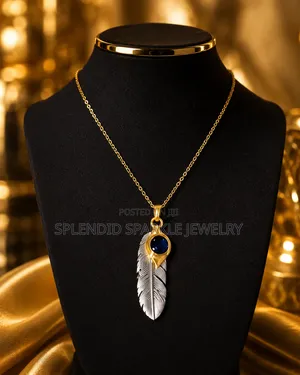 Sapphire Feather Luxe Pendant Dainty Non-Tarnish Necklace