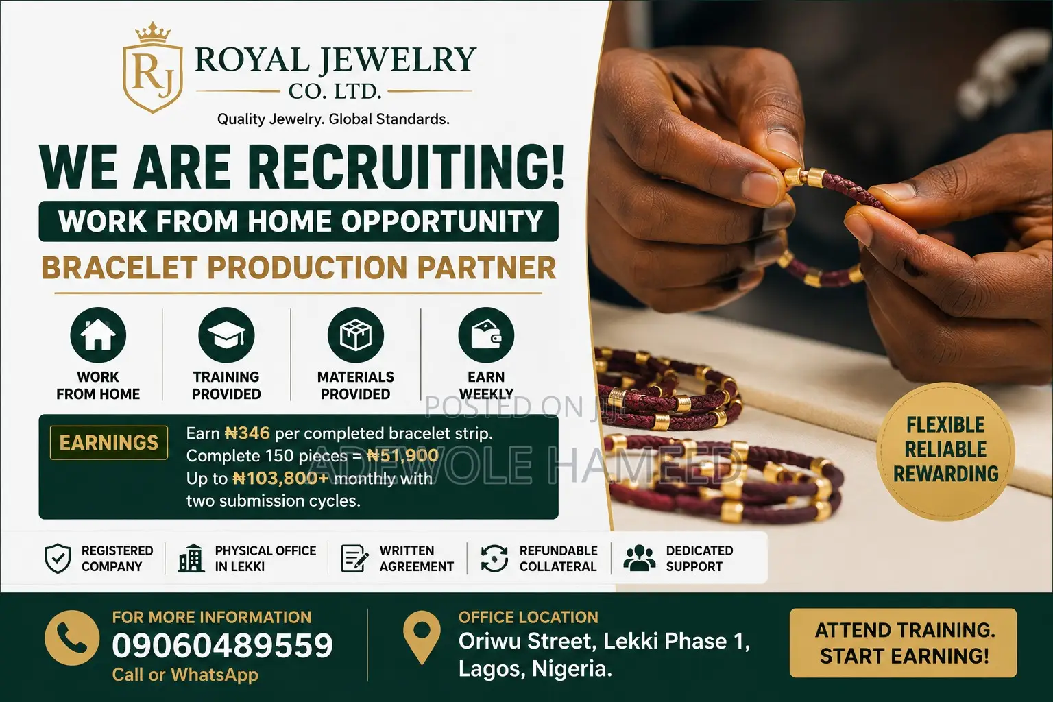 Work From Home Bracelet Production Partner