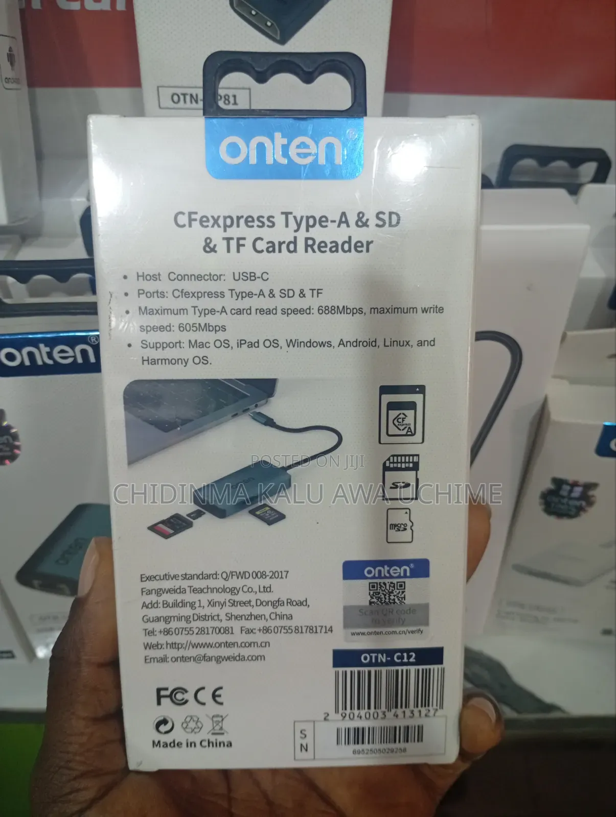 Onten C-12 3-in-1 USB-C Card Reader