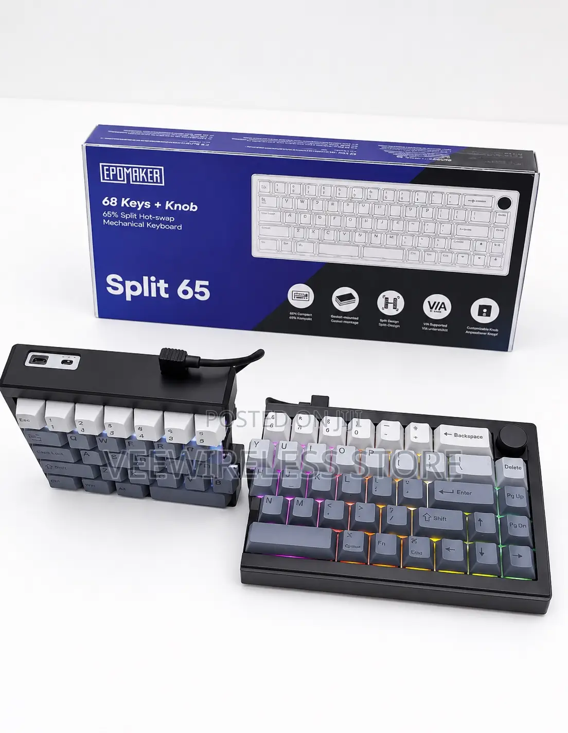 Epomaker Split65 QMK/via Wireless Mechanical Keyboard