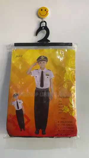 Children's Pilot Uniform Costume With Cap, Tie Belt