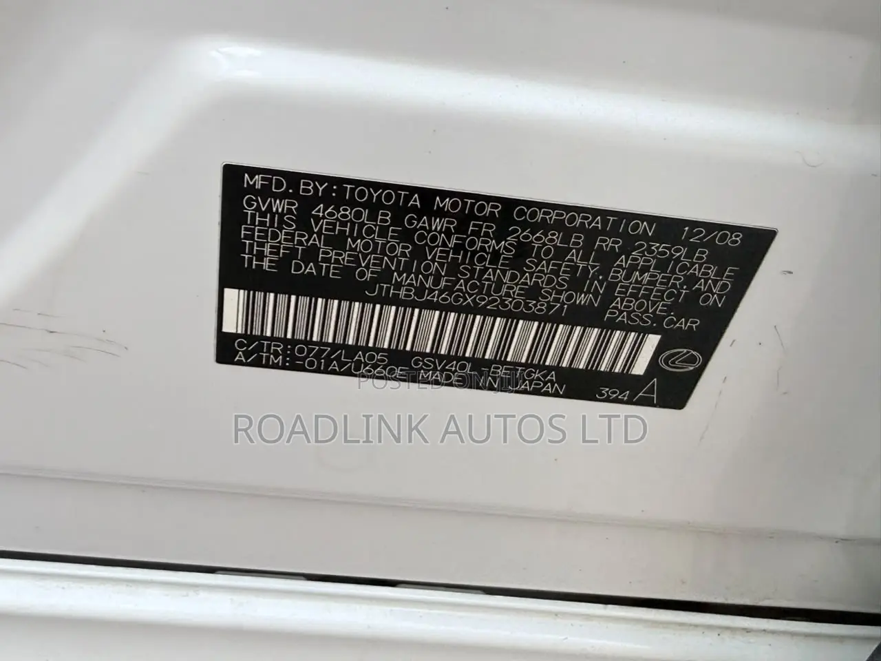 Lexus ES 350 2009 White