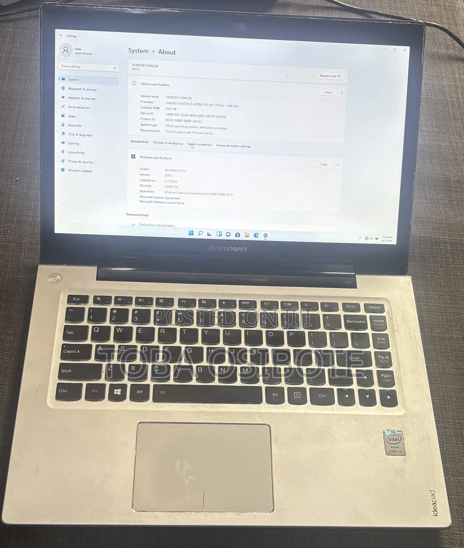 Laptop Lenovo U430 8GB Intel Core i7 HDD 500GB