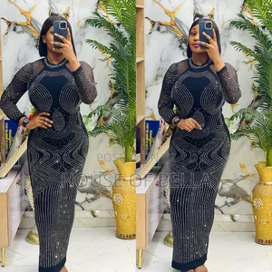 Elegant Long Stone Embellished Gown – Luxury Classy