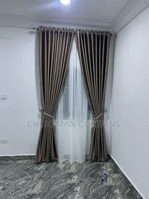 Thick Brown, Grey and Black Curtains