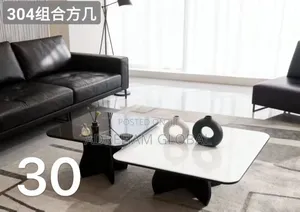 Square Modern Round Stone Table Set for Living Room,Large and Small