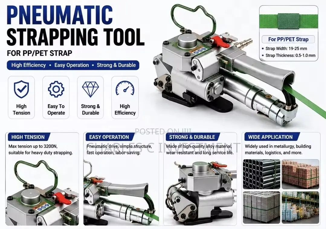 13-19mm Pneumatic PET Plastic Strapping Tool for Banding Packaging