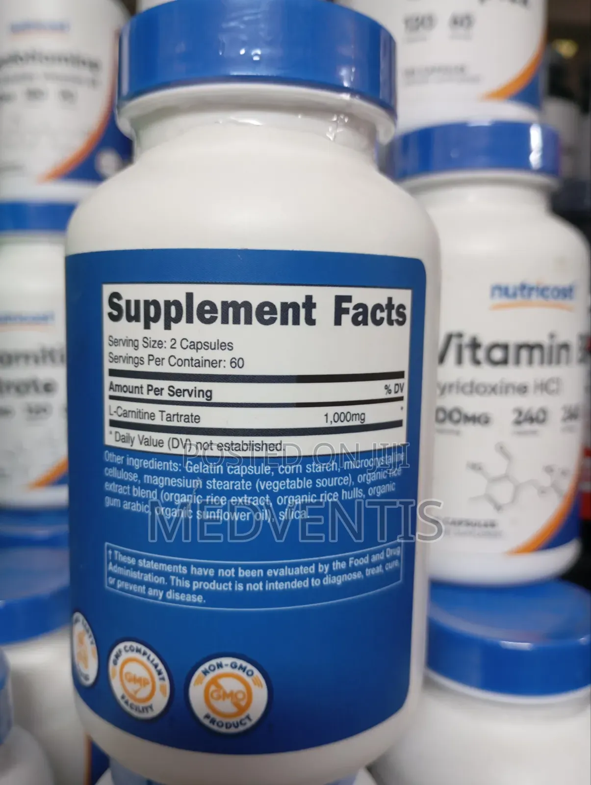 Nutricost L-Carnitine Tartrate 1000mg X 120 Capsules