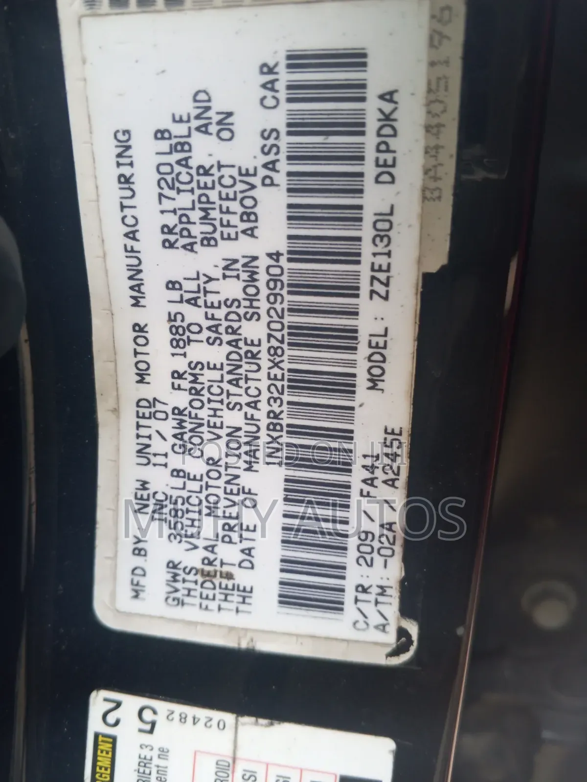 Toyota Corolla 2008 Black