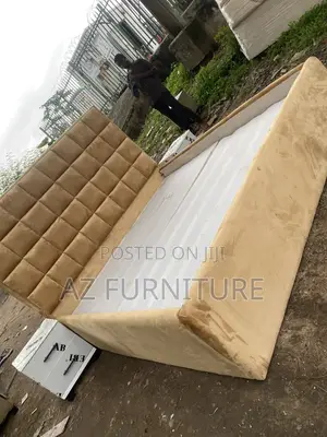 6 by 6 Padded Bedframe With Shelf