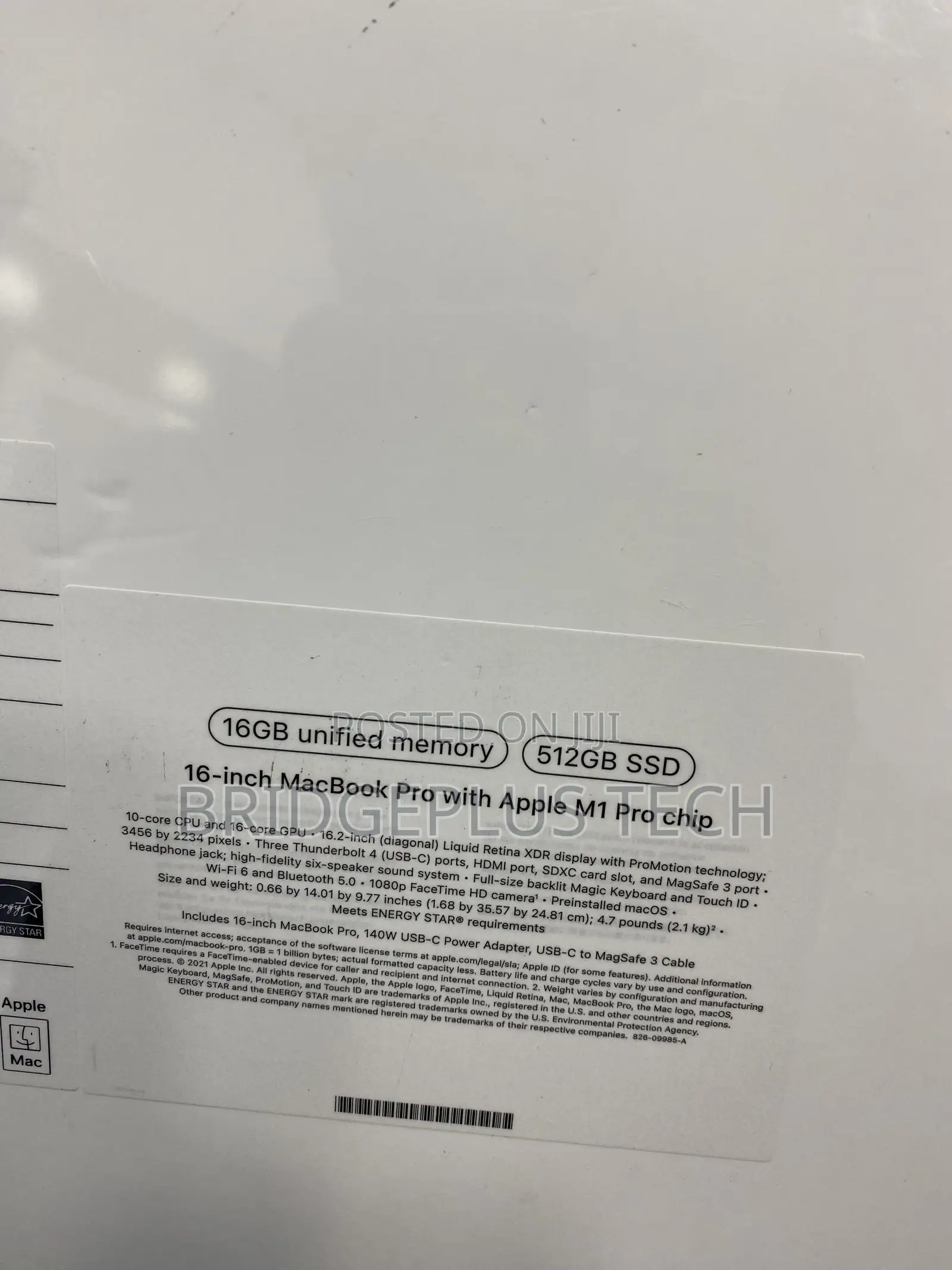 Laptop Apple MacBook Pro 2021 M1 16GB Apple M1 Pro SSD 512GB