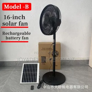 16-Inch Solar Rechargeable Standing Fan, Solar Panel, Remote Battery