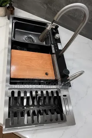 Luxury Digital Double Tray Kitchen Sink,Black Gold Color
