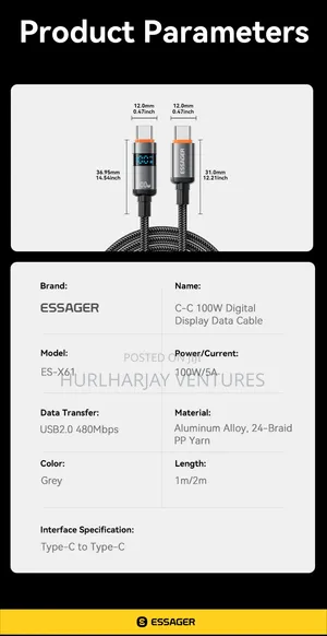 100w Digital Display Power Cable