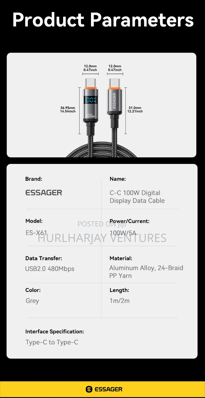 100w Digital Display Power Cable