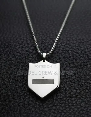 Men's Stainless Steel Shield Pendant Necklace