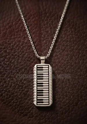 Men's Stainless Steel Dogtag Piano Pendant Necklace