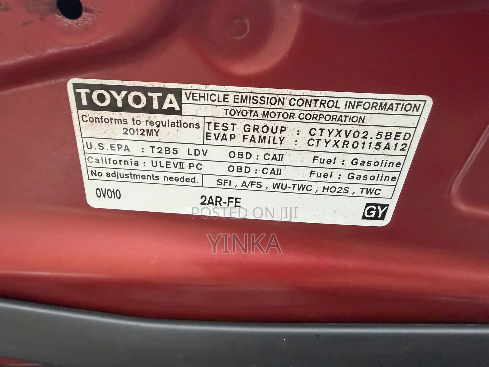 Toyota Camry 2012 Red