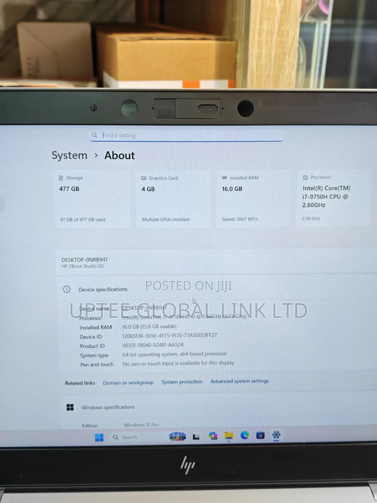 Laptop HP ZBook Studio G5 16GB Intel Core i7 SSD 512GB