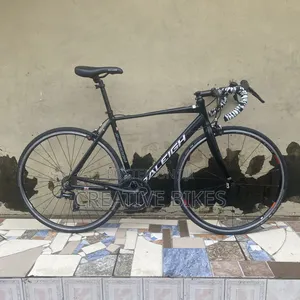 Black 9-Speed Road Bike, Modern Shifters, Carbon Fork, Bearing Rim