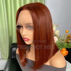Short Brown Bob Peruvian Straight Human Hair Wig
