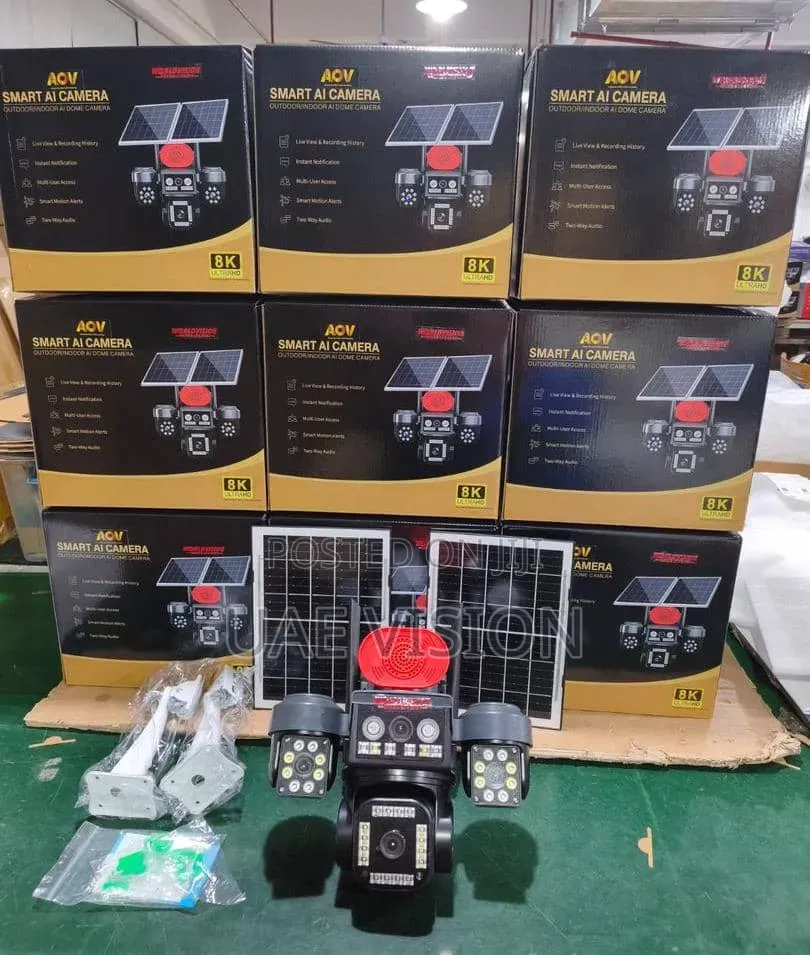 Aov 4 Lens Smart Ai Solar Camera HiEasy-App With 2 Panels Full HD