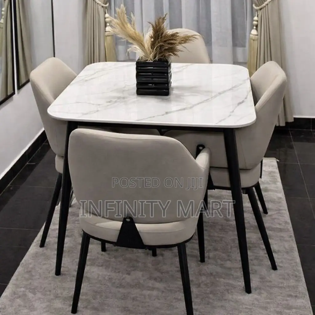 4 Seater Dining Set Sleek Luxe Marble.