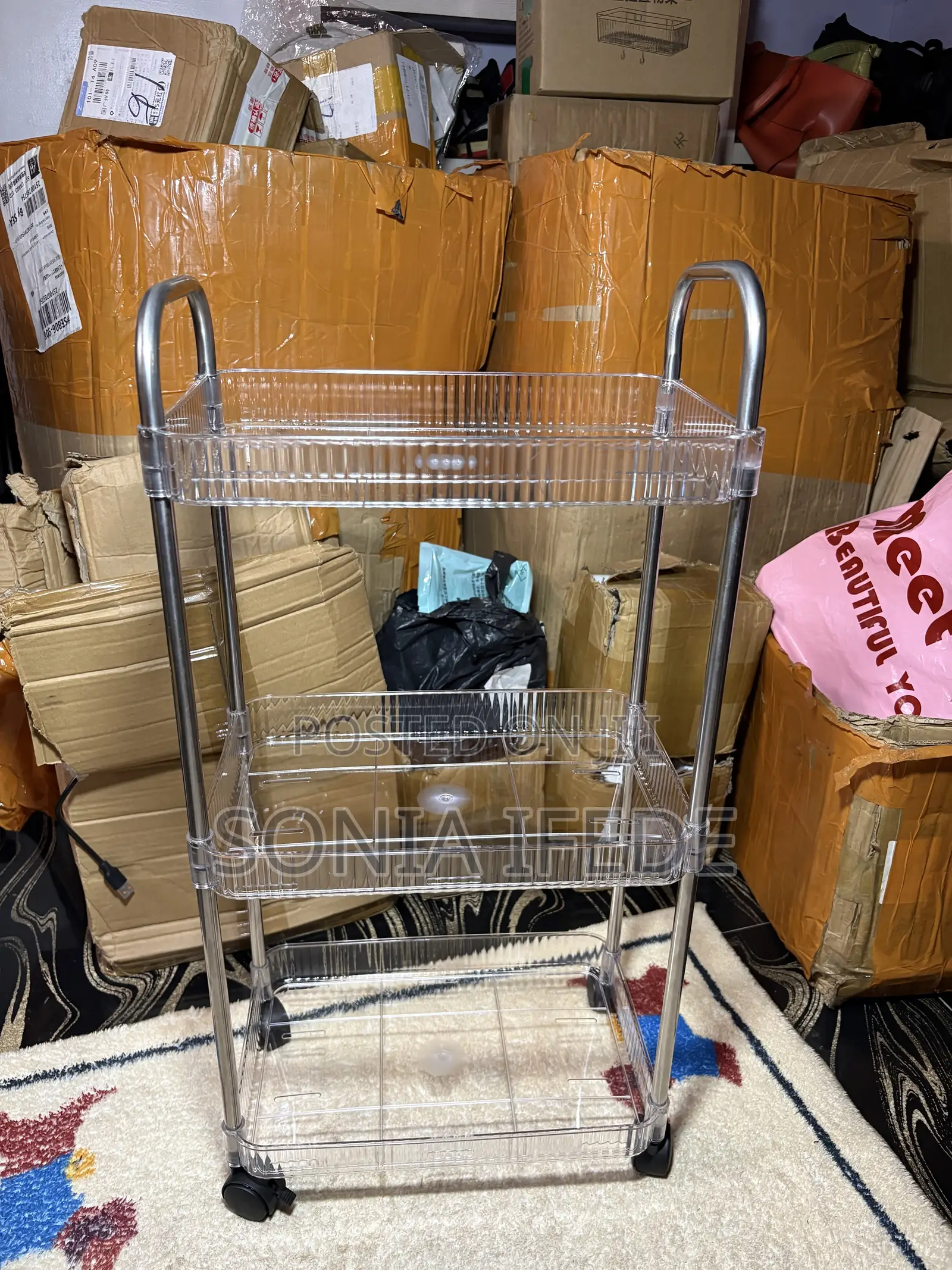 3 Tier Acrylic Multi-Purpose Storage Trolley