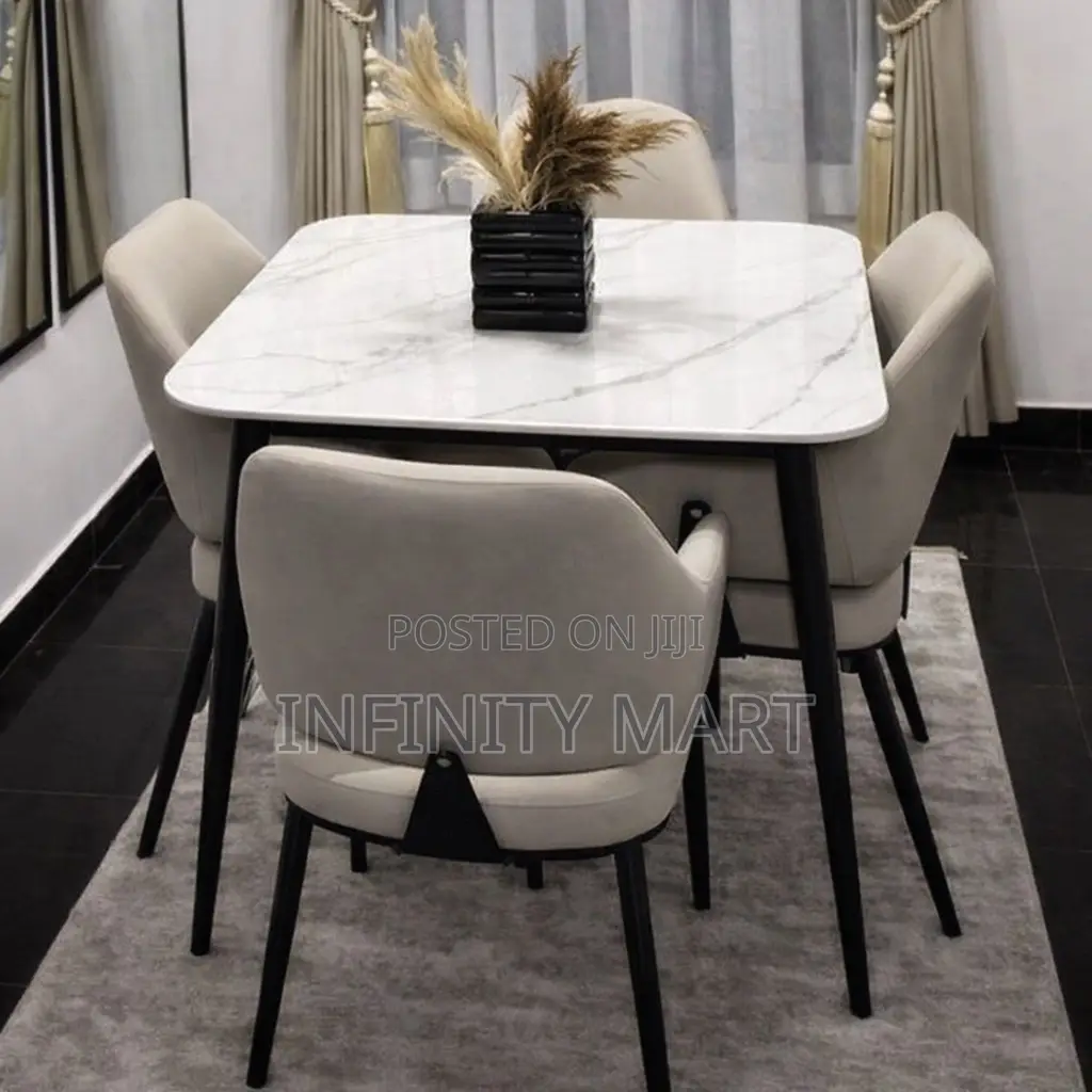 4 Seater Dining Set Sleek Luxe Marble.