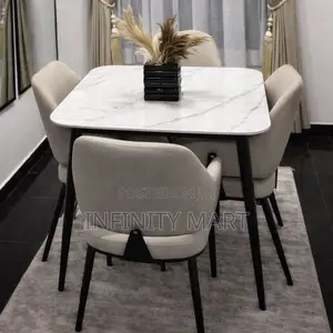 4 Seater Dining Set Sleek Luxe Marble.