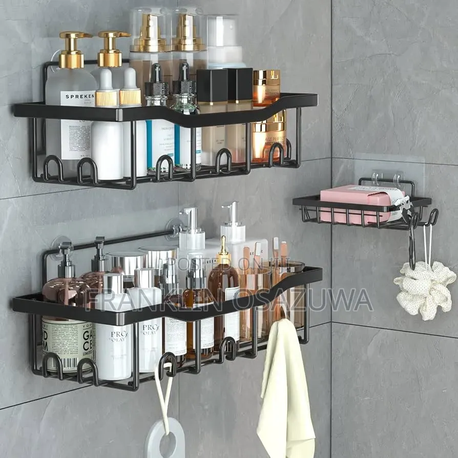 5-Piece Wall Mounted Bathroom Shelf Shower Organizer Rack (No-Drill)
