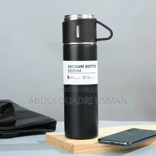 Vacuum Flask Set 500ML +Extra 2Cups Black