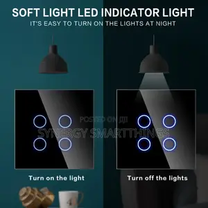 Tuya Zigbee Touch Smart 4 Gang Switch Black Color
