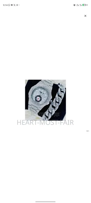 DS Stone Iced Men's Wristwatch and Hand Chain