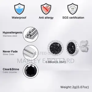 Color Cz Blue White Black Claps Studs Earrings